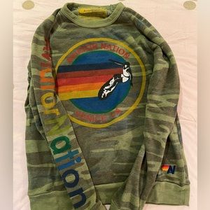 Camo Aviator Nation Crewneck Sweatshirt- Small